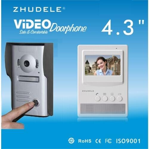 ZHUDELE Intercom System Doorbell 4.3 Inch Video Door Phone 700TLV HD Camera w/t Waterproof Cover in stock 1camera+1monitor