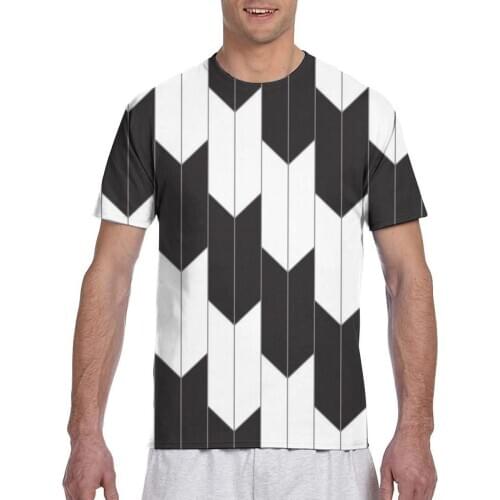Black And White Geometric Casual T Shirts Tee Tops Summer Men Short Sleeve Streetwear Fashion Male Tshirts