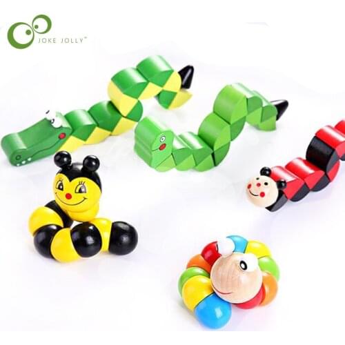 Montessori Toys Educational Wooden Toys Children Early Learning Exercise Baby Fingers Flexible Kids Wood Twist Insects Game GYH