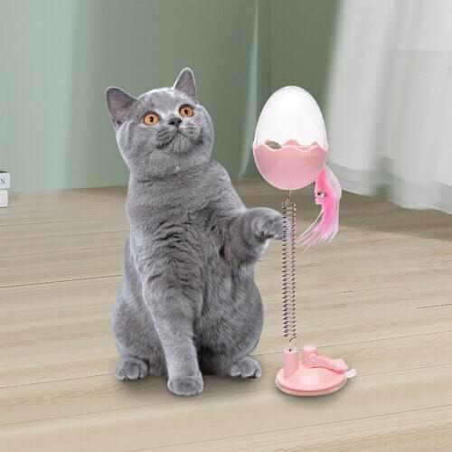Interactive Tumbler Flashing bell Cat Funny Toy Spring Cat Food Treat Ball Bowl Feather Funny pet Toy Supplies