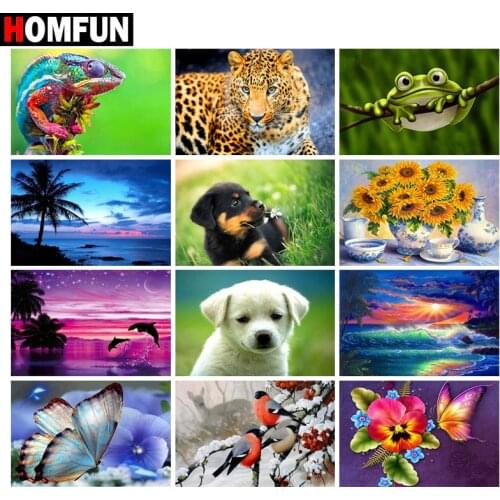 HOMFUN Square Round Drill 5D Diamond Painting Environmental Crafts Full Diamond Embroidery "Animal beautiful scenery" Home decor