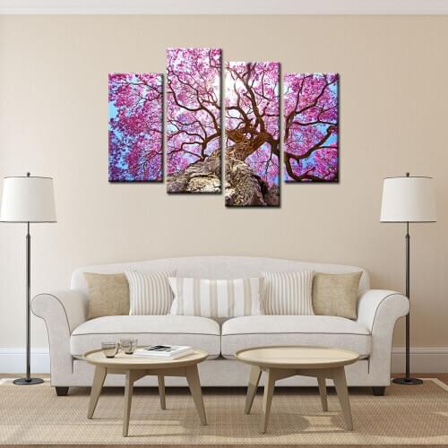 Top Wall Deocr Canvas Painting 4 Pcs Pink Flowers Modern Printed Oil Pictures Beauty In Home Living Room No Frame
