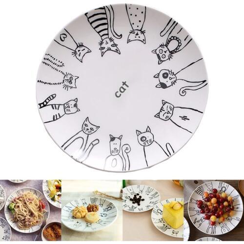 Cute Cat Ceramic Plate Western Dinner Dessert Appetizer Salad Dish Steak Service Plates Home Party Main Dishes Tableware Hogard