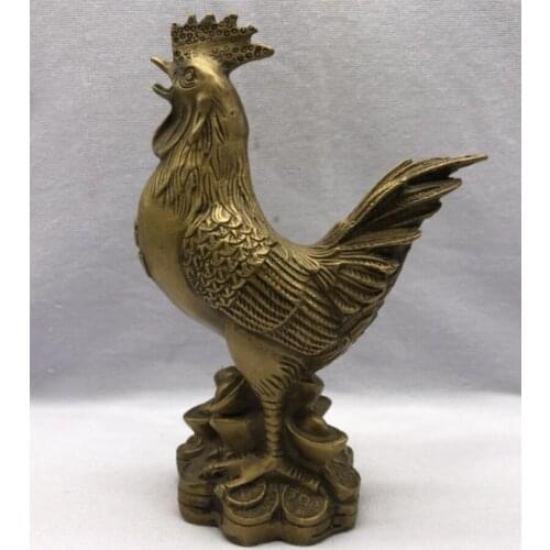 China brass gold money chicken crafts statue