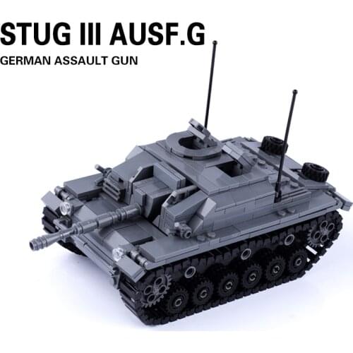 MOC WW2 Germany Cannon Tank Building Blocks Army Accessories Soldiers Figures Weapon STUG III Truck Military Car Toys Children