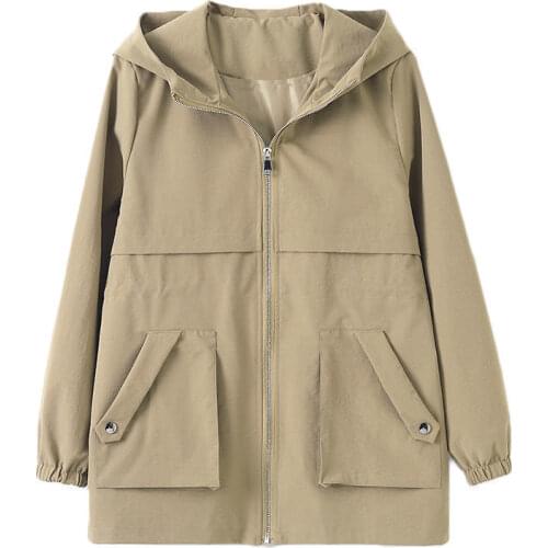 Women Jacket Loose Coat Large Size 4XL Casual Mother Jackets 2021 Spring Autumn New Manteau Femme Hooded Windbreaker Outwear