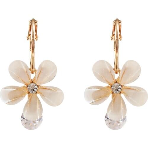 LANFLORA new flower zircon women stud earrings for birthday gift copper alloy cheap factory shop earrings wholesale price