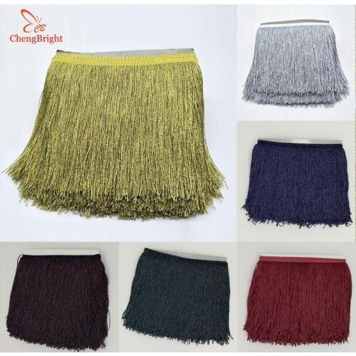 CHENGBRIGHT Nice 1Yards 20cm Wide Lace Fringe Trim Tassel Fringe Trimming For Latin Dress Stage Clothes Accessories Lace Ribbon