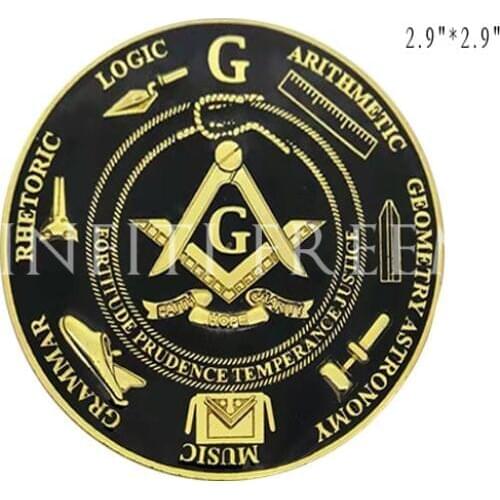 3" Metal Car Patch Compass and Square Mason Car Truck Multi Motorcycle Sticker Badge with Red Sticker Masonic car emblems
