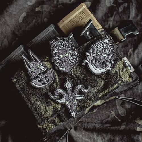 Mythical Evil Spirit Luminous Embroidery Patch Anubis Medusa Kali Baphomet Badge Velcro Tactical Outdoor Garment Accessories