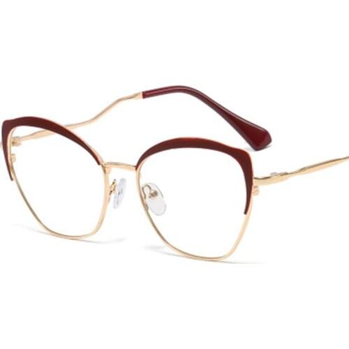 Fashion Metal Cat eye Clear lens Glasses Frame Optical Prescription Eyeglasses For Women