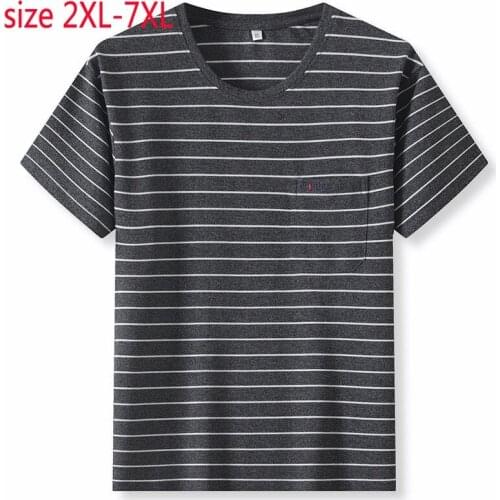 New Arrival Superl Large Summer Men Fashion Casual Stripe Printed Short Sleeve Men T Shirt Round Neck Plus Size XL-5XL 6XL 7XL