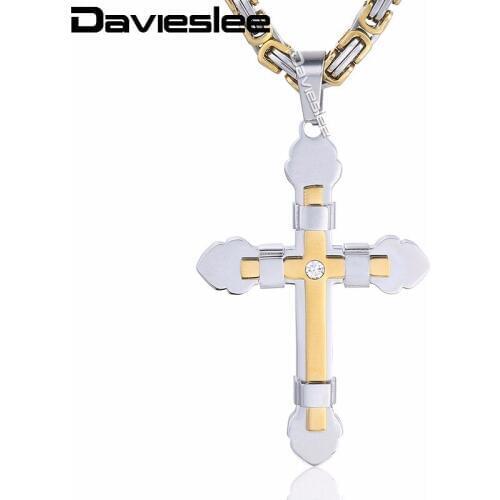 Mens Necklace Boys Cross Gold Black Silver Color Stainless Steel Pendant Necklace Wholesale Gift Jewelry Jewellery LKP376