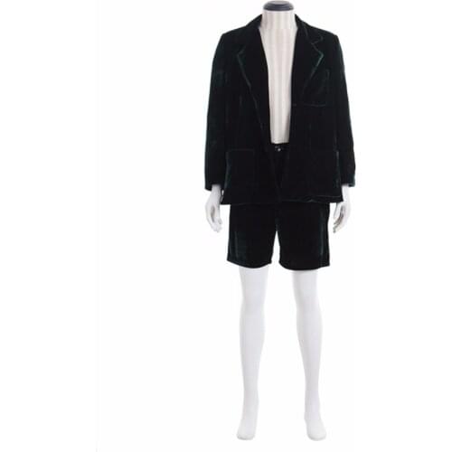 Custom Made Superstar AC/DC Band Angus Young School Boy Outfit Cosplay Costume Green Jacket Coat Short Pants L0516