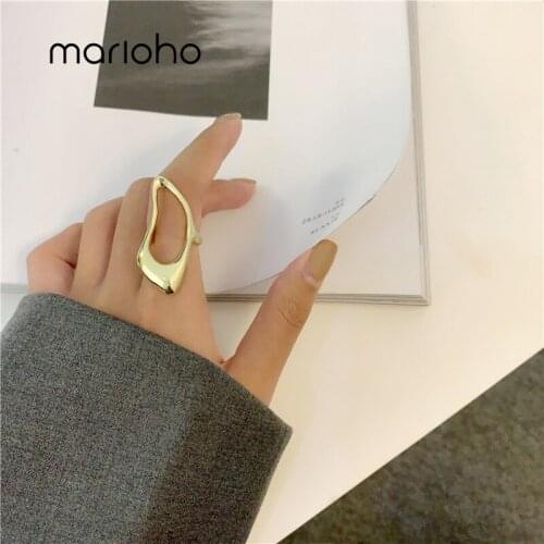 Marioho 2020 New Fashion Minimalist Hollow Rings Simplicity Metal Geometric Irregular Rings For Women Trend Ring Jewelry