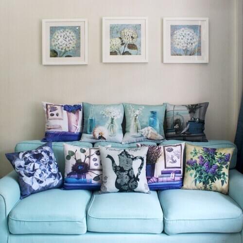 New Mediterranean style sofa cushion mattress headrest Hotel fabric decoration headrest canvas car waist