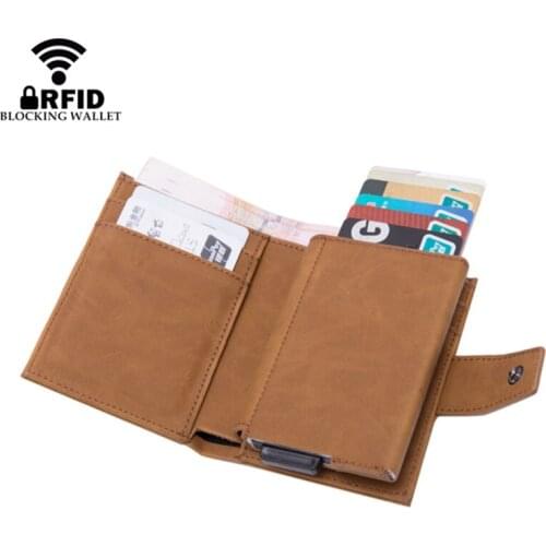 New RFID Protection Credit Card Holder Men Wallet Hasp Metal Purse Single Box Aluminium Blocking Case for Bank Cards