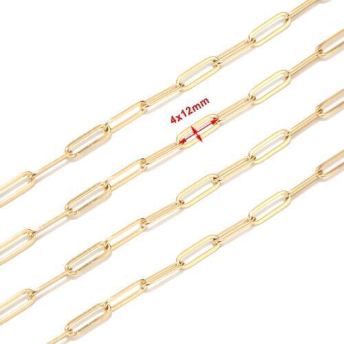 4MM Width Gold tone Stainless Steel Drawn Flat Cable Chains Findings Fit for Jewelry Making &DIY