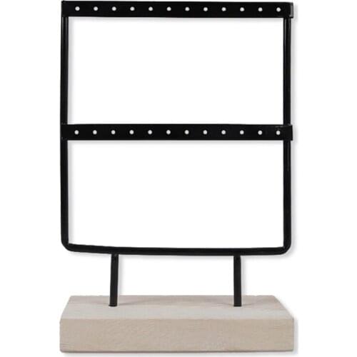 Earrings Hanging Stand Jewellery Holder Organizer Hanger Storage Rack Display Studs Display Rack with Wooden Base