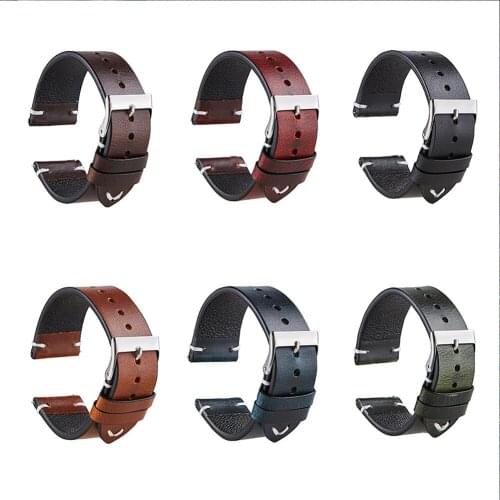 Vintage Fashion Genuine Leather Watch Bands 20/22mm Lug Width Pin Buckle Watch Straps Replacement Watchband