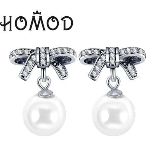 Silver Color Bow Knot Brand Earrings Sparkling CZ Zircon Drop Earring For Women Femme Wedding Jewelry