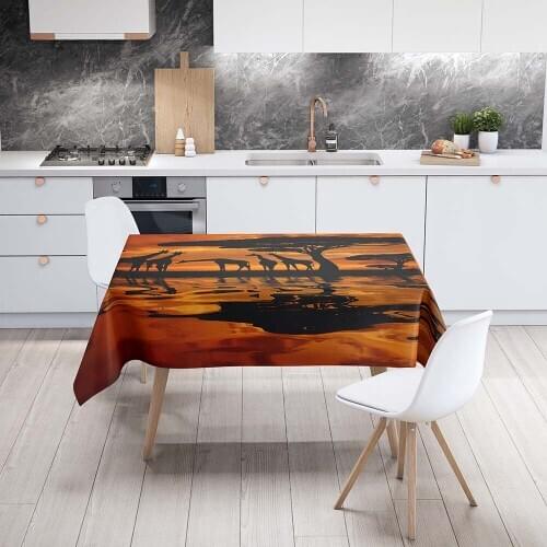 High Quality Tablecloth Linen 3D Printing Giraffe Animal Table Cover On The Rectangluar Table