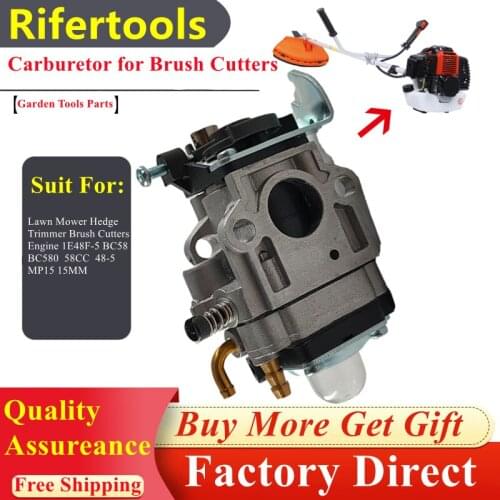 15mm 2-Stroke Garden Tools Replacement Carburetor For Lawn Mower Hedge Trimmer Brush Cutters Engine 1E48F-5 BC58 BC580 58CC 48-5