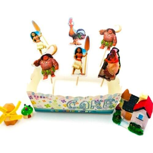 24pcs/set Moana Cupcake Toppers Baby Shower Kids Children Birthday Party Decorative Supplies Kids Happy Birthday Party Supplies