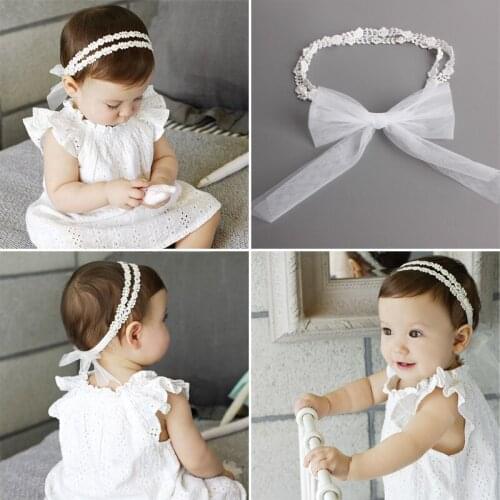 Vintage Girls Pearl Headband Vintage Baptism Headband Rhinestone Baby Headwear baby hair accessory First Birthday Costume New