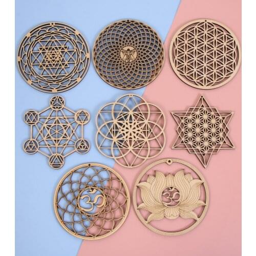 8 Styles 14cm/30.5cm Laser Cut Flower Of Life Wood Wall Art Home Decor Handmade Coasters Craft Making Sacred Geometry Ornament