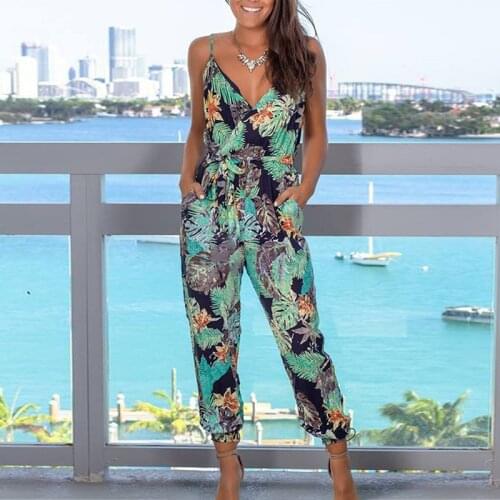 UZZDSS V Neck Sexy Bodysuits Women With Belt Body Femme Rompers Feminino Floral Playsuit Overalls Print Spring Summer Jumpsuit