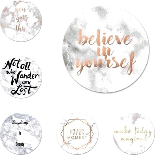 58mm Marble Quotes Icons Pins Badge Decoration Brooches Metal Badges For Clothes Backpack Decoration