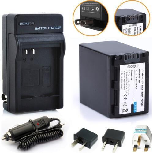 1Pcs 4500mAh NP-FH100 NP FH100 NPFH100 Battery + 1* Charger For SONY NP-FH70 FH50 FH30 SX40R