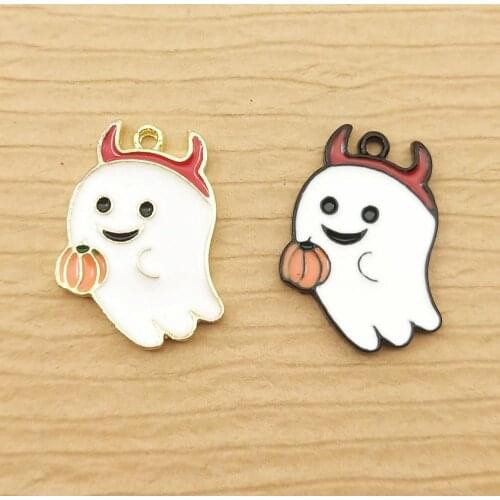 10pcs 16x22mm enamel halloween ghost charm for jewelry making and crafting earring pendant bracelet necklace charm
