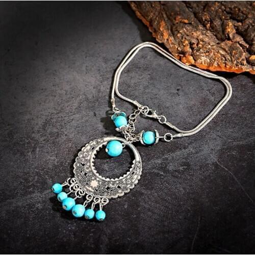 2020 Indian Flower Necklaces Ethnic Bohemia Tribal Chain Statement Pendant For Women Hollow Shape Jewelry