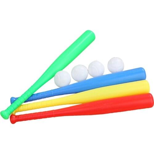 4 Sets Baseball Bat Kit with Baseball for Kids Children Outdoor Sports Red Yellow Blue Green Each Set