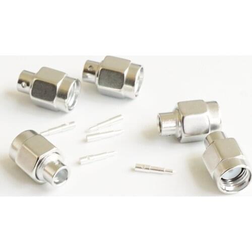 5X Pcs High-quality Connector Total Stainless SMA Male Solder for semi-rigid RG402 0.141" cable Coax Jack Straight RF Adapters