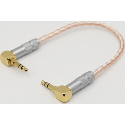 8Croes Copper Silver Mixed 3Port 3.5mm Right Angle Male to Male Replacement for Headphones, iPods, iPhones, iPads