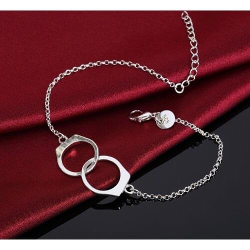 925 Sterling Silver Bracelet Handcuffs Shaped Charm Bracelets & Bangles Chains For Men and Women Fine Jewelry Party Creativity G