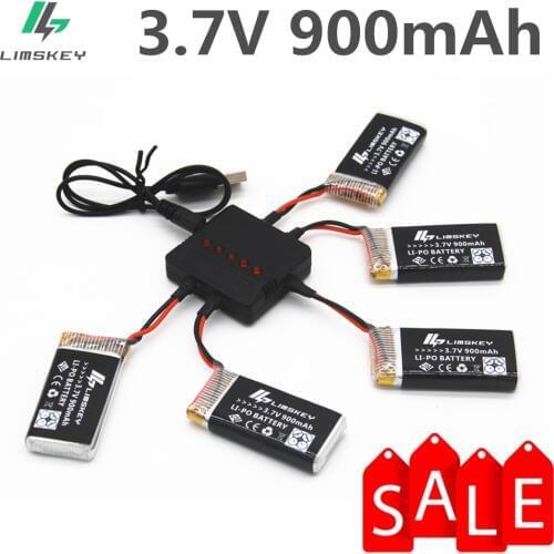 Limskey 900mAh 3.7V LiPo Battery + USB Charger for SYMA X5C X5 X5SW MJX X708 W RC Drone Quadcopter Spare Battery Parts