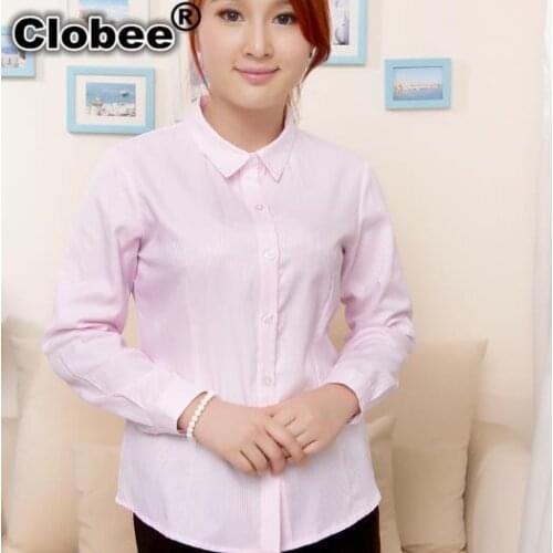 9XL 8XL 7XL 6XL blusas mujer de moda Women Blusas Shirts 2020 Shirt Office Wear Ladies' Long Sleeve Striped Cotton Blouses M288