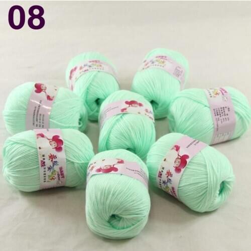 Color Optional 8 ballsX50g Cashmere Silk Velvet Children Hand Kintting Yarn Mint 18-08-8