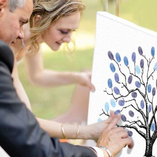 DIY Tree Shape Fingerprint Painting Canvas Baby Shower Living Room Marriage Gifts Rustic Wedding Home Decorations Signature Gift