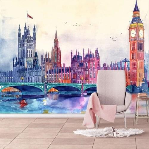 European Style Watercolor Wallpaper 3D City Building Murals Living Room TV Sofa Bedroom Home Decor Wall Painting Papel De Parede