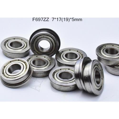 F697ZZ 7*17&19*5(mm) 10pieces Flange bearings 697 F697Z F697ZZ 7*17&19*5 mm chrome steel deep groove bearing