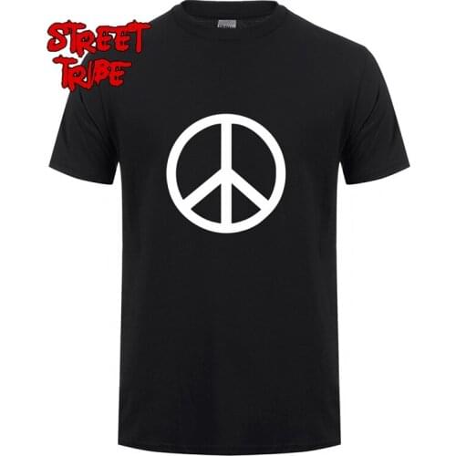 New Printed Peace Symbol T Shirt For Men Summer Short Sleeve Cotton O-neck Fashion Cool Peace Male T-shirts Basic Tops