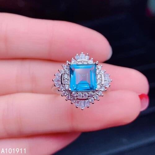 KJJEAXCMY fine jewelry natural blue topaz 925 sterling silver new women ring support test classic