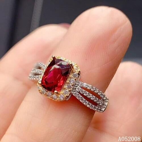 KJJEAXCMY fine jewelry 925 sterling silver inlaid natural garnet ring delicate new female fashion ring vintage support test