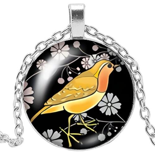 HOT! 2019 New Creative Cartoon Animal Woodpecker Glass Convex Round Pendant Fashion Charm Girl Jewelry Necklace Accessories