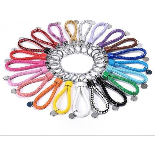1pcs Fashion Key Holder Braided Leather Keychain Car Auto Keyring Women Bag Accessories 15 Colors Simple Wholesale